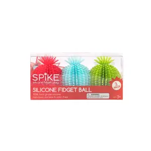 SPIKE Silicone Fidget Ball - 3 Pack of Red Green & Blue Pineapple-Shaped Toys for Kids Ages 3+ Safe Food-Grade Material Multipurpose Fun for Toddlers