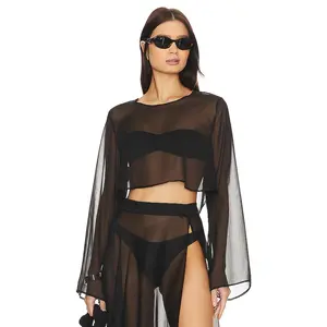 Shani Shemer Grace Cropped Shirt in Black