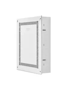 Structured Media Enclosure, 17-Inch Recessed In-Wall TV Media Box With Cover, Cable Management System, Ventilated Steel Cabinet, Hidden Wiring Compartment, Wall Mount Brackets, Durable Construction for Modern Living Rooms