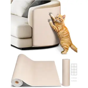 78.7"x15.8" Cat Scratch Mat Trimmable Self-Adhesive Carpet DIY Climb Cat Scratcher for Furniture Couch or Wall Protector Covering Cat Scratching Post Replacement Pads (Beige)