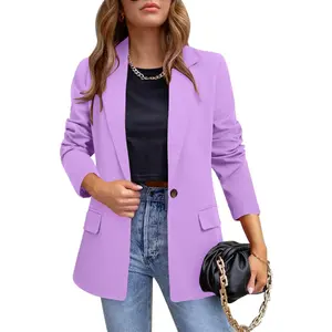 Womens Casual Blazer Jacket Long Sleeve Open Front Work Office Blazer Lapel Button Jacket