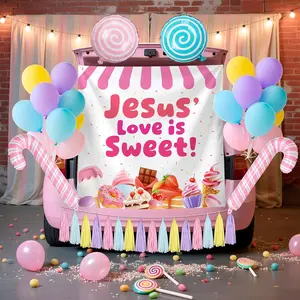 Christmas Religious Party Decorations Kit Christian  Backdrop Banner Balloons Tassels Religious Decor for Church Nativity Scene Fireplaces Photography Photo Studio Props