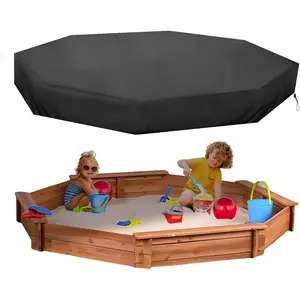 Outdoor Garden Octagon Sand Box Cover, 420D Oxford Cloth Waterproof Windproof Dustproof Cover for Children's Sandbox Protection, Black, 84" X 78" X 9"