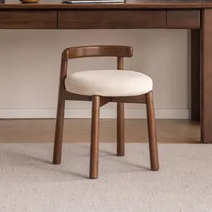 Wayshome Swivel Oak Wood Vanity Stool, 360 Swivel Chair for Makeup Room, Fully Assembled Makeup Chair, Vanity Bench for Bathroom & Living Room 16.5"D x 11.8"W x 16.5"H