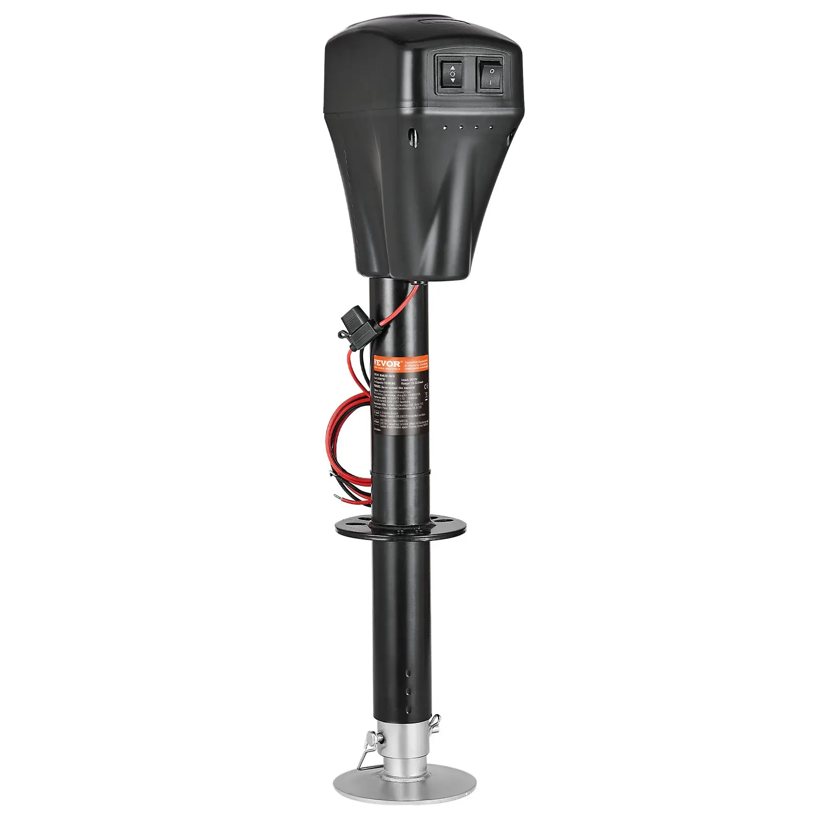 VEVOR Heavy Duty Electric Trailer Jack, 5000 lbs Carbon Steel Model with 350W Max Power, 2-Way Connector, 10"-28.3" Quick Lift, Sunshade, LED Lights, Manual Crank, 22.93 lbs, for RVs, Trailers