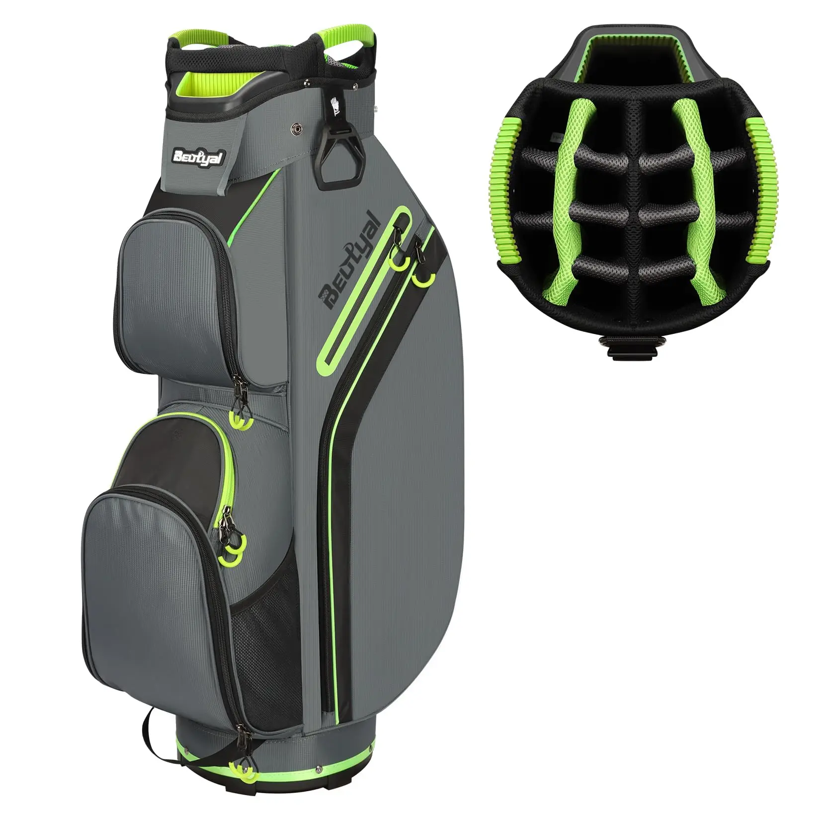 Beutyal 15-Way Functional Golf Cart Bag, Lightweight Multi-Compartment Organizer Storage Bag for Men & Women, Cooler Pocket, Easy Access, Cart Strap Channel, Carry Handles, Sport Gift, Golf Supply
