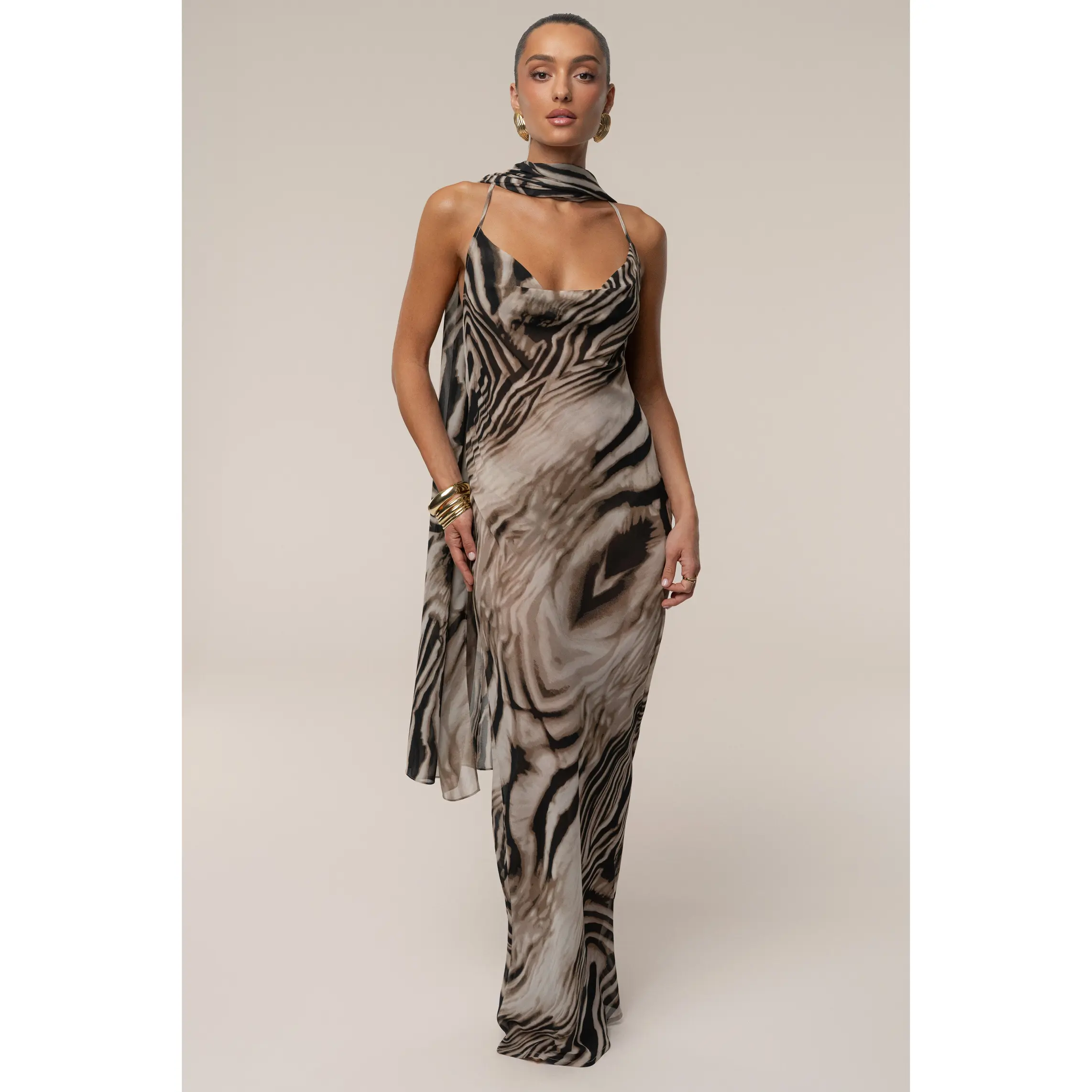 Brown Zebra Print Infinite Journey Maxi Dress