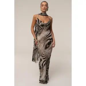 Brown Zebra Print Infinite Journey Maxi Dress