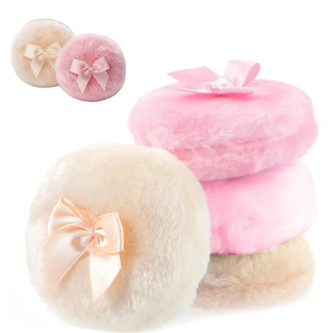 4 PCS Body Powder Puff, 3.5 Inch Dusting Powder Puff, Soft Washable Reusable Big Fluffy Dust Puffs for Wet Dry Makeup Face Body