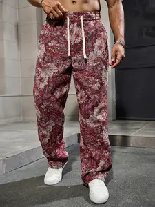 Men's Floral Pattern Trousers Street Fashion Casual Loose Pants High Street Style Solid Color Work Pants Multi-Pocket Everyday Commuter Trousers All-Season Versatile Men's Long Pants