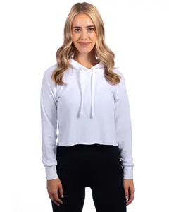 Next Level 9384 Women's Laguna Sueded Raw Edge Crop Hoodie