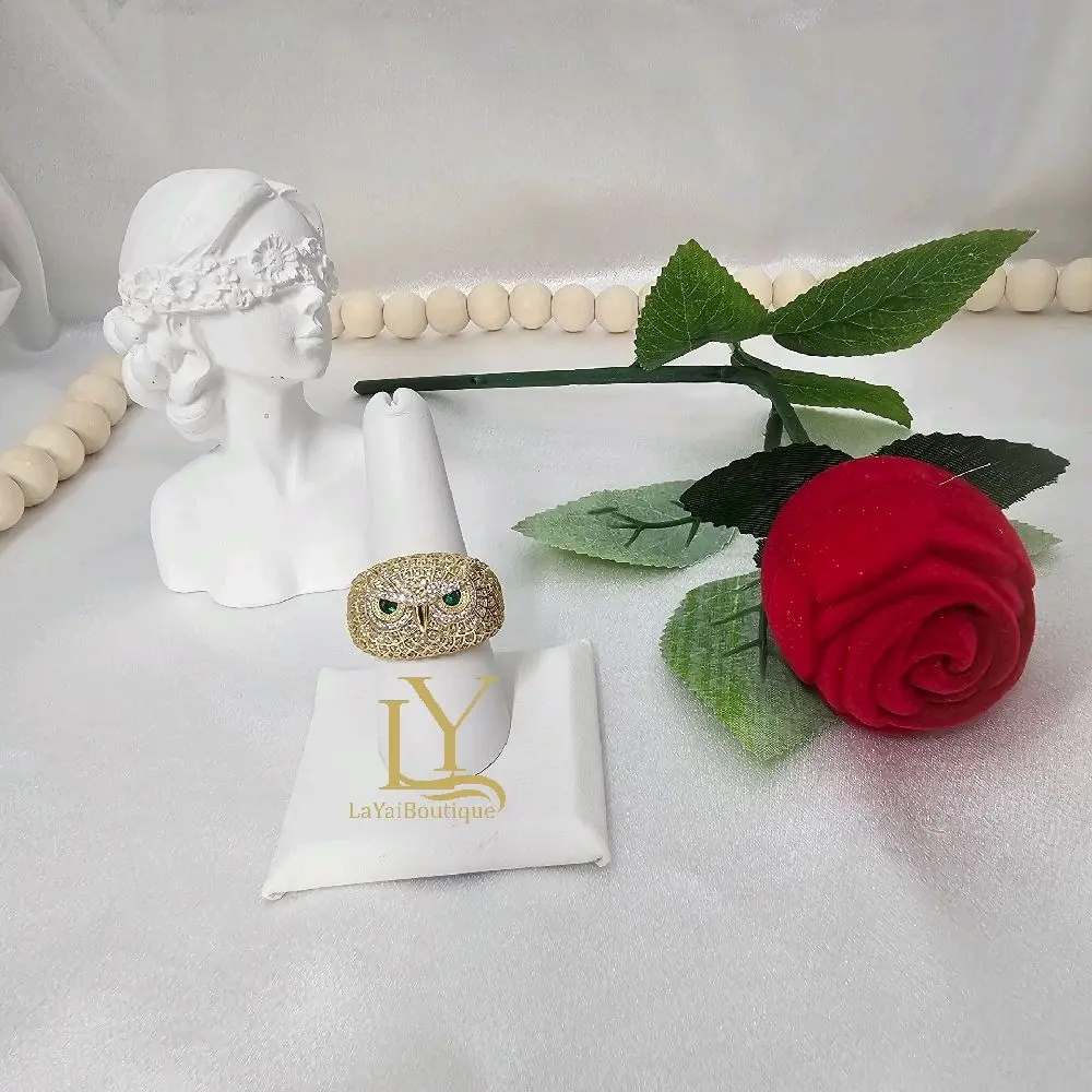 LaYaiBoutique #2004 owl ring, 14k gold plated, high quality