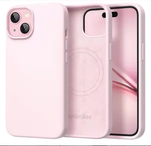 for iPhone 15 Case, Compatible with MagSafe, [Soft Anti-Scratch Microfiber Lining], Slim Liquid Silicone Shockproof Protective Phone Case for iPhone 15 6.1 inch, Chalk Pink