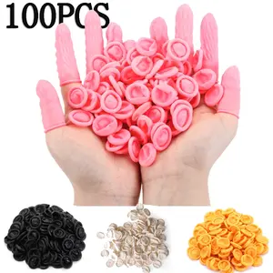 100Pcs Disposable Fingertips Protector Gloves Natural Rubber Non-slip Anti-static Latex Finger Cots Fingertips Durable Cleaning Tool Cleaning Supplies