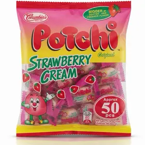 Potchi Original Strawberry Cream Candies - Bigger Pieces, Soft Texture, Fresher Flavor - Sweet Snack, Approx 50pcs