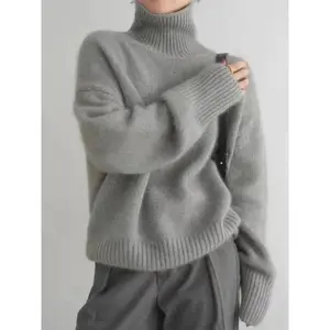 Turtleneck   Women's Loose Sweater Thickened Autumn and Winter Sweater Jumper Lazy Base