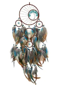 Large Dream Catchers for Girls Room Decor Boho Moon Dream Catcher Wall Decor Turquoise Hanging Ornament for Living Room Dorm Decor Hippie Gifts Hangable Decoration Colorful Circle Decorative Feathers Nursery Traditional