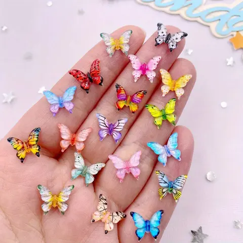 Mixed Color Butterfly Shaped Rhinestone, Sparkly Rhinestones, 30pcs/set Mini Butterfly Figurines, Flat Back Rhinestone DIY Wedding Nail Art Applique Crafts Accessories Rhinestone Decorations, Bling Rhinestone Decoration, Nail Gems