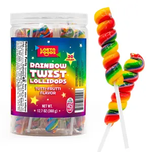 Rainbow Swirl Lollipops | 30 Count Jar | Tutti-Frutti Flavor | Rainbow Lollipops Individually Wrapped | Twisty Suckers Party Favor Candy for Kids | Colorful Party Candy