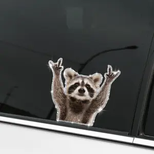 Swinging Raccoon Sticker Fun and cute raccoon car sticker, Car Decal Suitable for cars, laptops, walls, windows, and bumpers