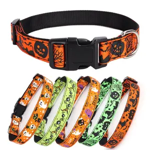 Halloween Adjustable pet collars,cute ghost pumpkin bat dog collar,cat collar with Quick-Release buckle,suitable for large,medium and small dogs
