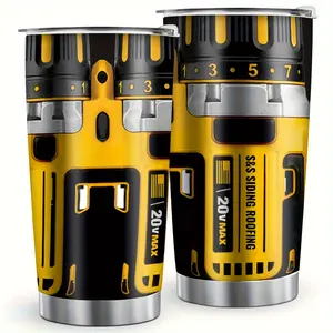 Funny Construction Worker Gift - Power Tool Battery Design 20oz Tumbler - Novelty Gift for Roofer or Handyman - Travel Mug