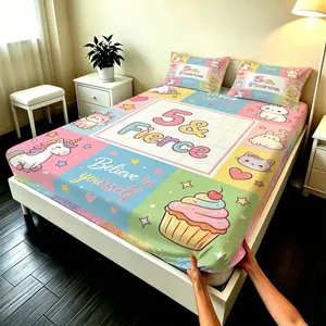 3Pcs Birthday Themed Fitted Sheet Set (without Pillow Core), Eco-Friendly Reactive Printing, Bright Color and Fade-Resistant, Suitable for Soft Decoration, Endow the Bedroom with a Lively and Fresh Birthday Vibe.