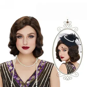 Retro European and American style 1920s water ripple wig for women, full head wig