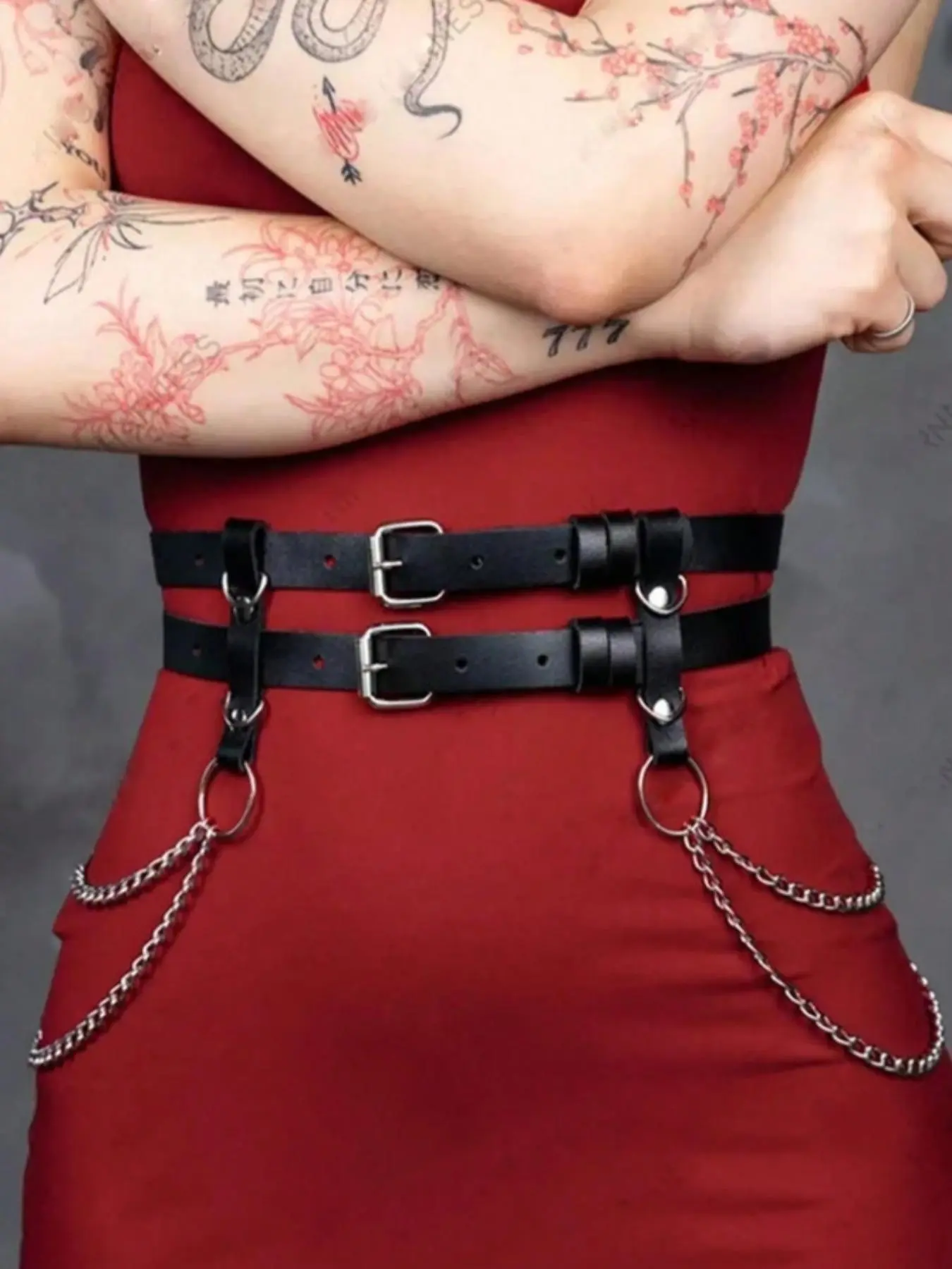 Dark JK Chain Fashion Punk Style Design Belt Girl Hip Hop Belt All-Purpose Decorative Metal Dress Waistband Coat Personality Chain Belts Street Style Belt