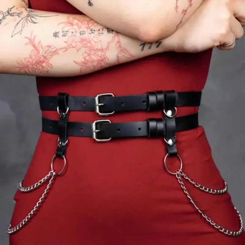 Dark JK Chain Fashion Punk Style Design Belt Girl Hip Hop Belt All-Purpose Decorative Metal Dress Waistband Coat Personality Chain Belts Street Style Belt
