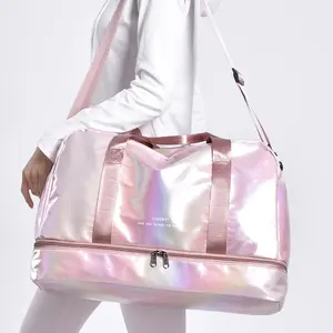 Simple and versatile large-capacity travel bag with independent shoe compartment, dry and wet separation bag, suitable for short trips and business trips, can be hung with a trolley sports handbag, shoulder bag, yoga fitness storage crossbody bag.