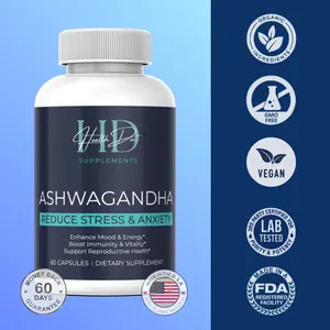 Health Doc Ashwagandha Capsules - Supports Calm Focus & Energy - 60 Vegan GMP Certified USA Made Stress Relief Supplement