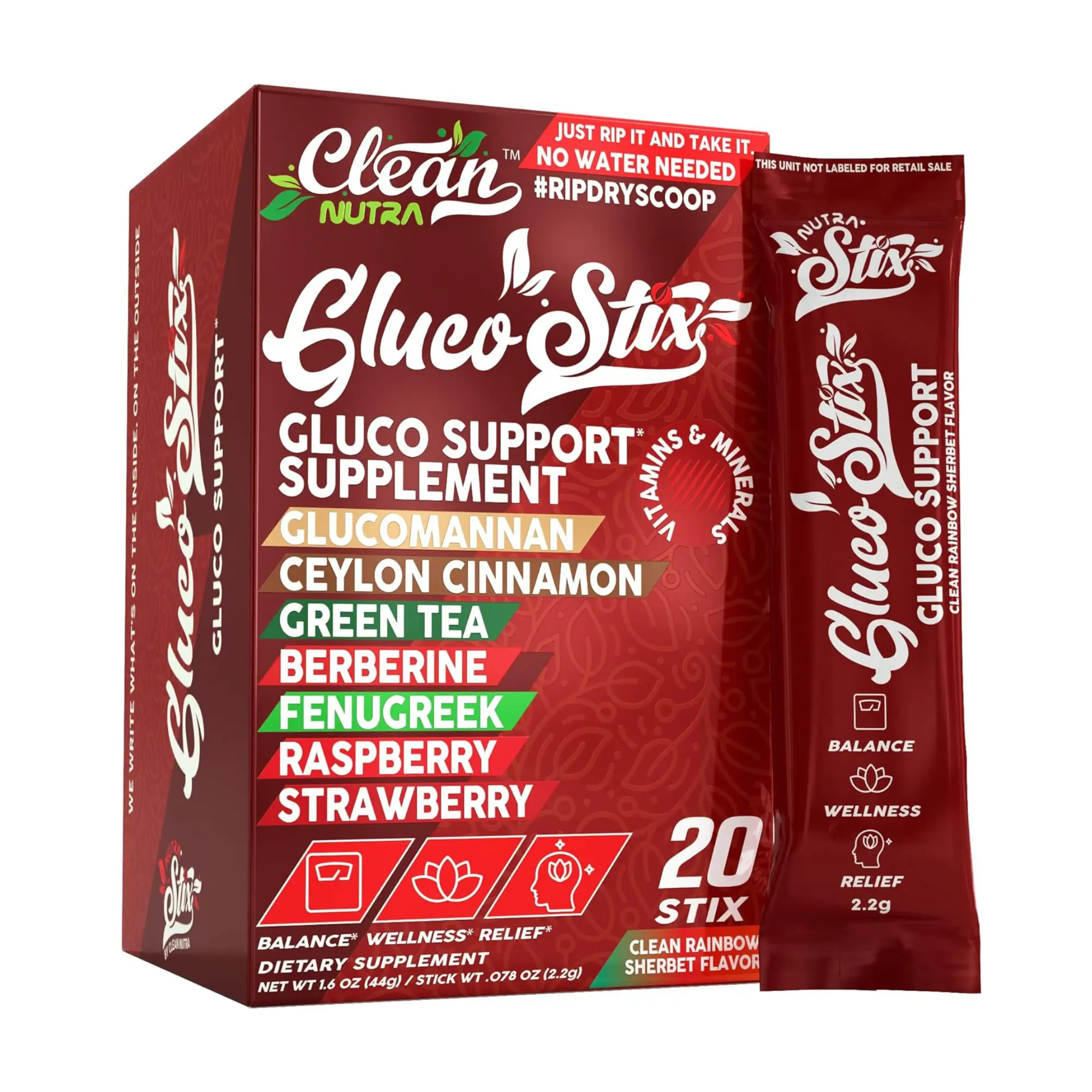 Clean Nutra Gluco Stix – Berberine with Cinnamon & Fiber Sweet Fruit Flavored Syrup