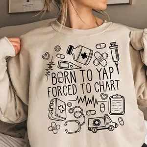 Born To yarp Forced To Chart Shirt, Nurse Shirt Coquette Registered Nurse Tee, Funny Nurse Practitioner Tshirt, Nurse Sweatshirt