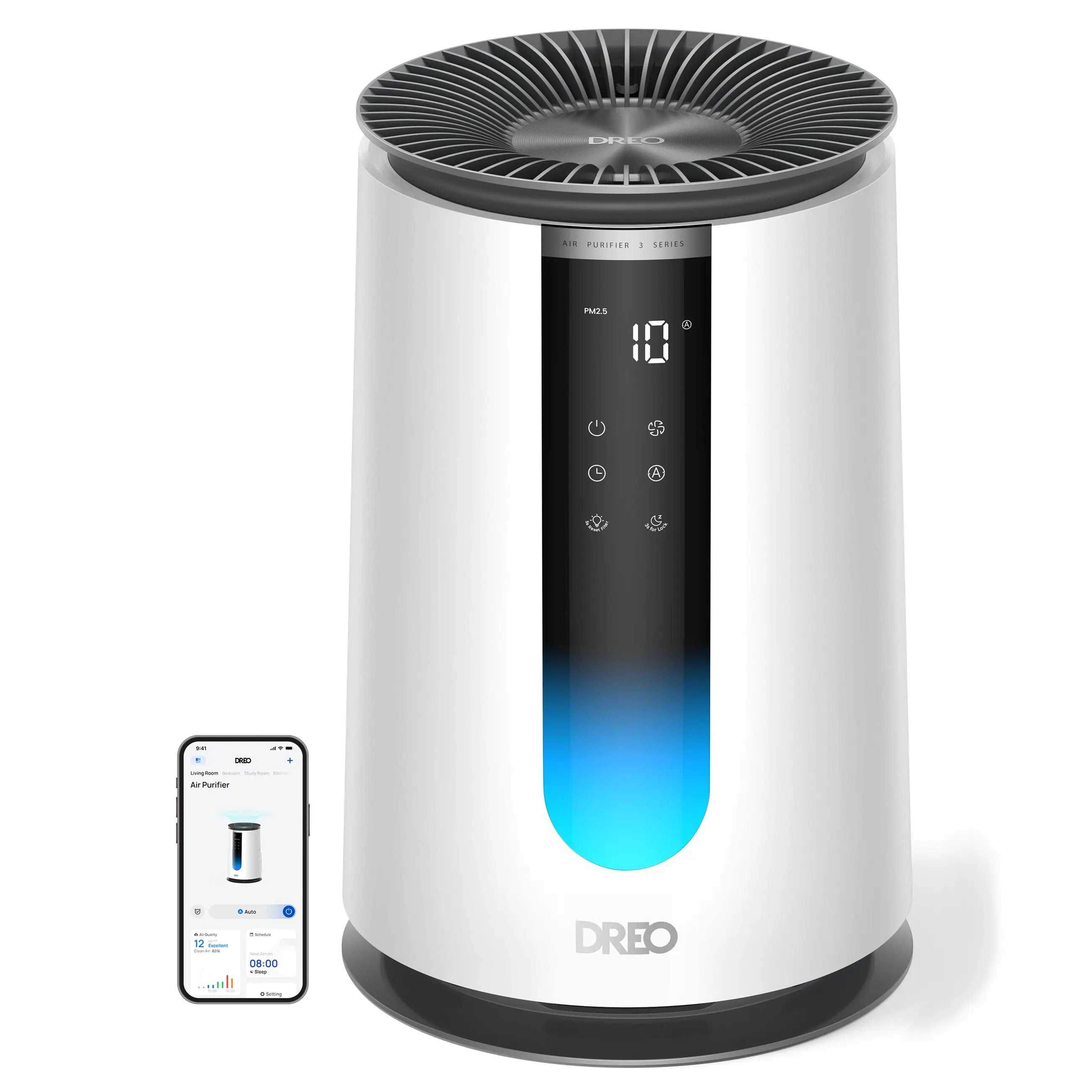 DREO HEPA Air Purifier for Home Bedroom with AHAM Verification, Odor Removal, PM2.5 Monitor, 4 Speeds, Auto-Turbo-Quiet Sleep Modes, Scent Diffuser, DR-HAP008 (Dreo 338)
