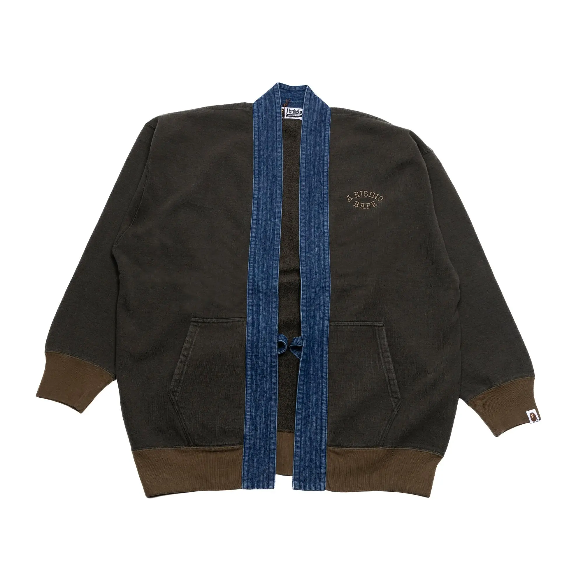 Menswear Cotton Hanten Jacket, A Bathing Ape Rising Bape Olive Coats, Men's Tops - 001LJJ701011M