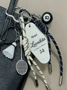 Sports Casual Style Creative Pendant, Billiards Keychain, Badminton Pendant, Vintage Sports Mix Style, Can Be Used To Decorate Bags And Keys, A Personalized Accessory For Trendy People Going Out Or For Sports Enthusiasts, Keychain Parking Key
