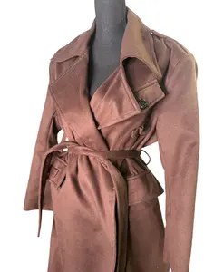 Suede Trench Coat (Brown)
