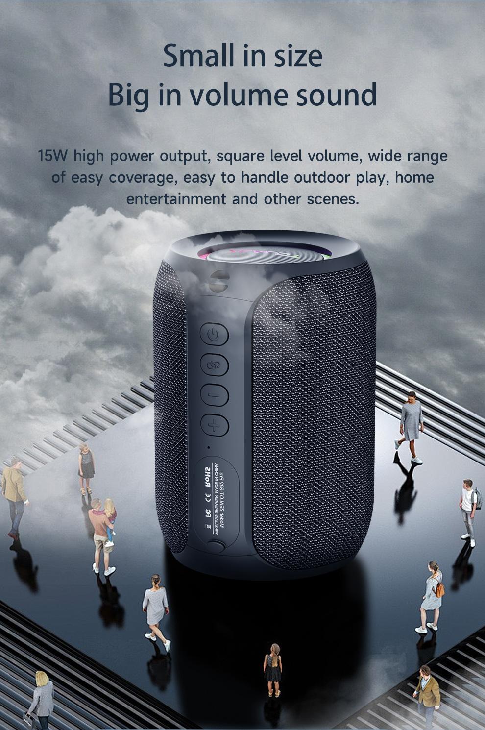 ZEALOTs S32 Pro Portable Wireless Speaker, 15W Long Standby Speaker with RGB Light Effect, Rechargeable Bluetooth-compatible Speaker for Home Outdoor Camping, Multifunctional Wireless Speaker, Outdoor Wireless Speakers
