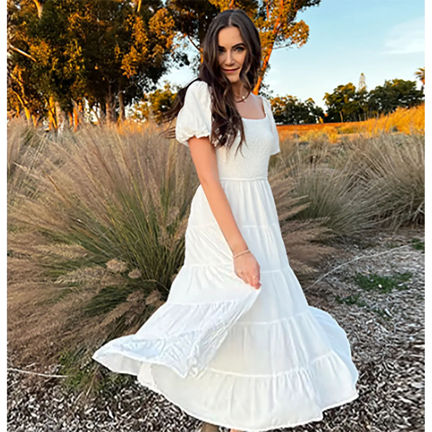 ZESICA Women's 2026 Summer Square Neck Short Puff Sleeve Solid Color High Waist Casual Smocked Flowy A Line Tiered Midi Dress - TikTok Shop ZESICA Women's 2026 Summer Square Neck Short Puff Sleeve Solid Color High Waist Casual Smocked Flowy A Line Tiered Midi Dress - TikTok Shop