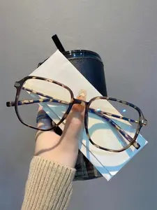 Modern Anti-blue Light Square Frame Brown Eyeglasses for Women, Trendy Casual Glasses, Fashion Tortoiseshell Pattern Glasses Eyeglasses for Work, Daily Clothing Decor