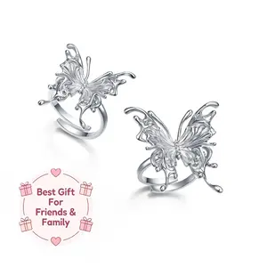 Silver Metal Butterfly Ring with Artistic Design and Sophisticated Taste Elegant Versatile Accessory Perfect Gift for Discerning Friend or Self Reward