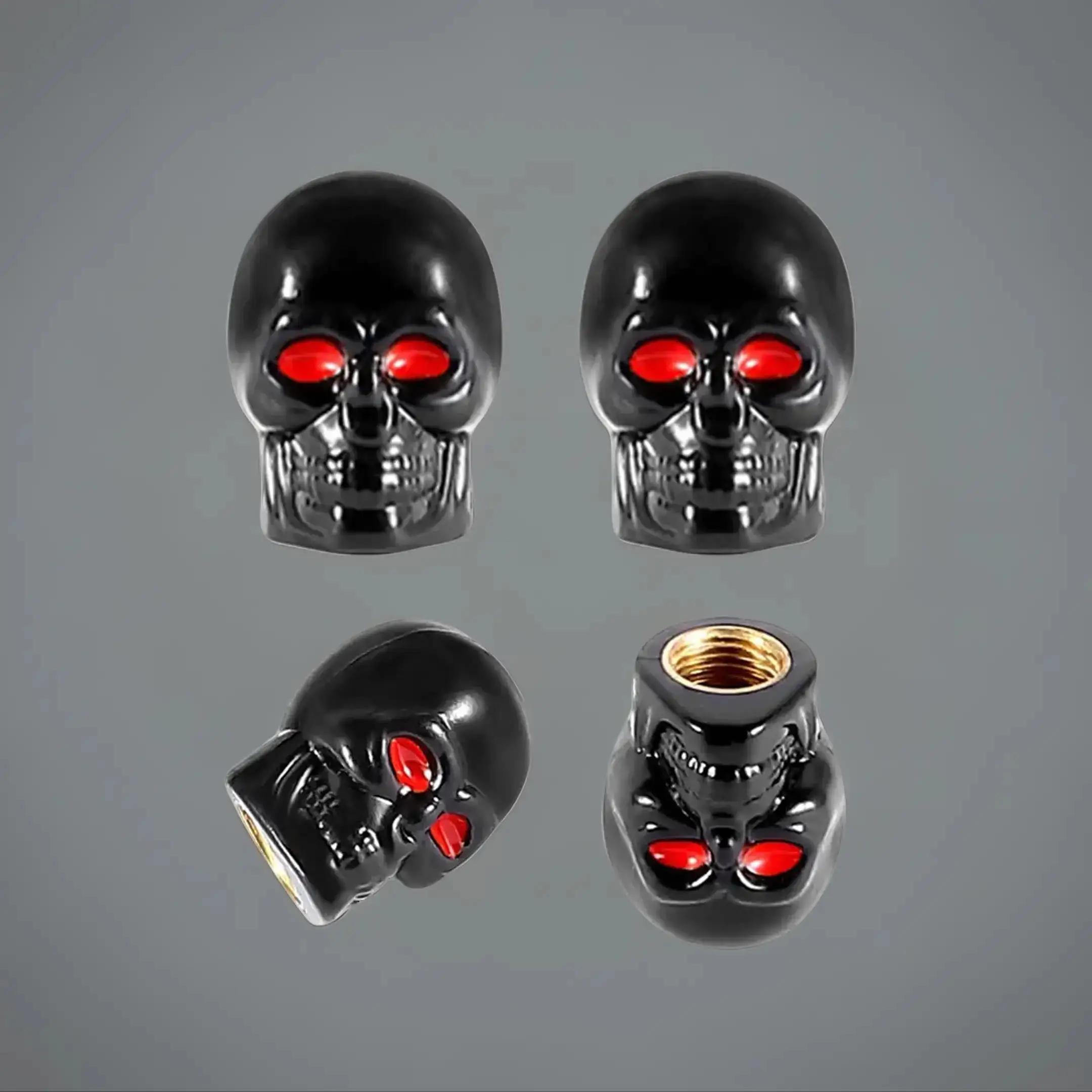 Skull Design Car Tire Valve Stem Cover, 4 Counts Universal Car Tire Valve Stem Cap, Motorcycle, SUV, Truck, and Bicycle, Car Exterior Protection & Dec