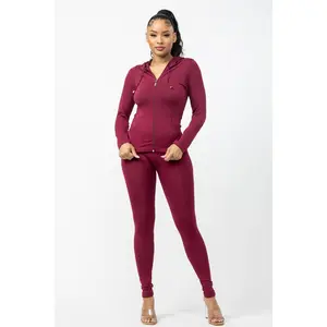 Seamless Zip Up Hoodie Drawstring Jacket With Side Pockets And Leggings Set outfit set women's clothes