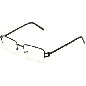 Rectangular Frame Clear Lens Designer Half Rim Eyeglasses Metal Glasses