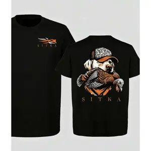 180gMen's Pure Cotton T-Shirt Funny Print T-Shirt,Mens Clothes, Sitka Hunting T-Shirt – Dog With Turkey Graphic, Retriever Hunting Apparel, Waterfowl & Upland Bird Tee,Summer Outfits,Streetwear,Y2k