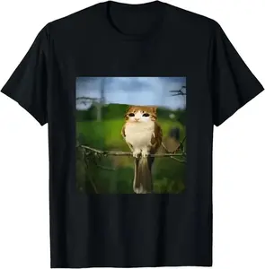 100%25 Cotton Unisex Funny Cat Owl Meme Funny Meowl Meme brainrot gen z Memes T-Shirt