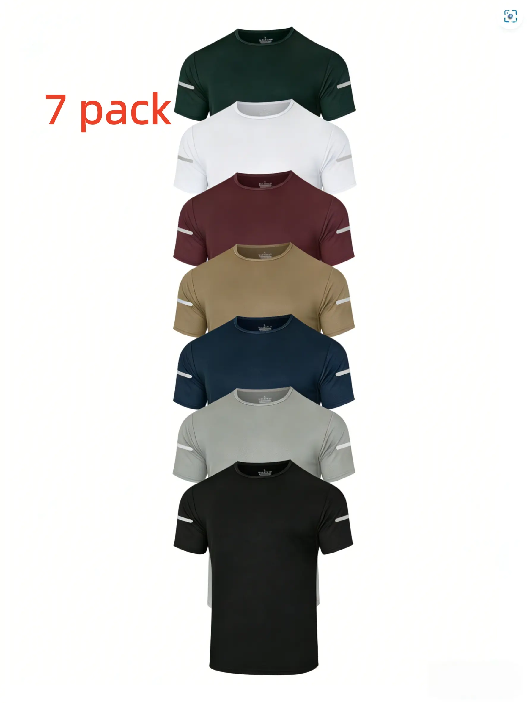 7Pcs Men'S Quick-Dry Sports T-Shirts -Casual Sport Print Reflective Stripe T-Shirts- Breathable, Moisture-Wicking, Round-Neck Short-Sleeve Tops, Featuring High Elasticity for a Cool And Comfortable Fit, Perfect for  Casual Sports And Outdoor Activities