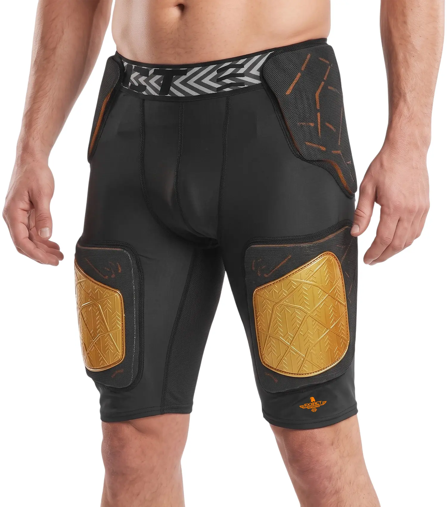 Men's Gladiator 5-Pad Football Girdle with Cup Pocket (Black Gold) Pro