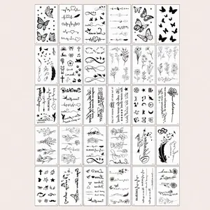 Creative Temporary Tattoo Stickers Set, Realistic Rose Feather Wind Chime Planet Leaf Butterfly, Waterproof for Men Women Arms Face Fingers Neck